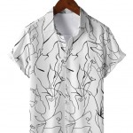 Men's Shirt Top, Abstract Pattern Camp Collar Bowling Shirts Short Sleeves Closure Summer Hawaiian Shirt Male Casual Button Up Shirt For Daily Vacation Resorts Beach Shirts For Men