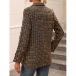 Women's Plaid Double Breasted Long Coat - Elegant Fall & Spring Outerwear
