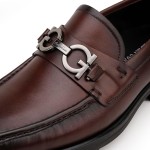 Men's Luxury Coffee Leather Penny Loafers, Classic Fashion Handmade Dress Shoes Casual Slip-on Loafer for Mens