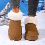 Women's Ankle-Length Platform Boots, Fuzzy Warm Ankle Shoes - Winter Indoor Outdoor Snow Boots