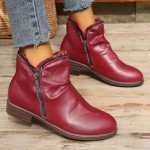 Ankle Boots for Women Arch Support Boots Side Zipper Vintage Leather Damping Shoes Flat Heel Booties Wide Width Orthopedic Comfortable Slip On High Top Business Dress Oxford Boot