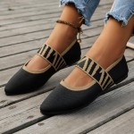 Women's Flats Shoes Pointed Toe Knit Casual Ballet Flats Comfortable Dressy Mary Jane Flat Office Work Dress Shoes