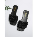 Women's Glitter Sparkly Sandals Casual Rhinestone Slides Bling Open Toe Sandals