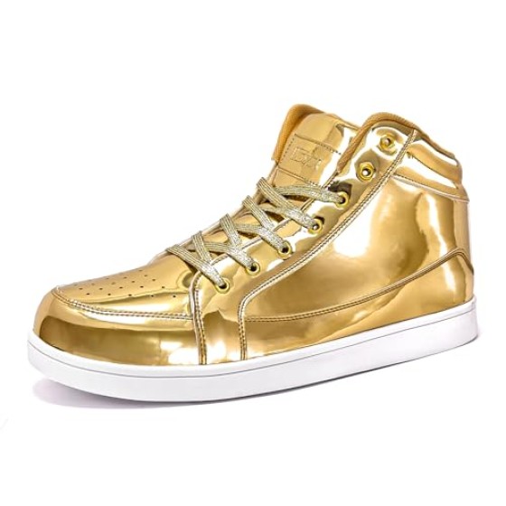 IGxx Sequins Shoes for Men Women Fashion Sparkle Gold Shoes Bling Shiny High Top Sneakers Punk