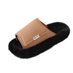 TARYOU Women's Adjustable Fuzzy Slippers with Velcro Strap for Indoor/Outdoor Wear (2 Colors: Tan & Black/All Black)