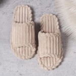 Slippers for Women Corduroy Memory Foam Indoor Slippers Open Toe Slip On Bedroom Comfy House Slide Slipper Shoes