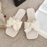 Women's Flip-Flops Bow Knot Slides Open Toe Flat Sandals Summer Slip On Slippers