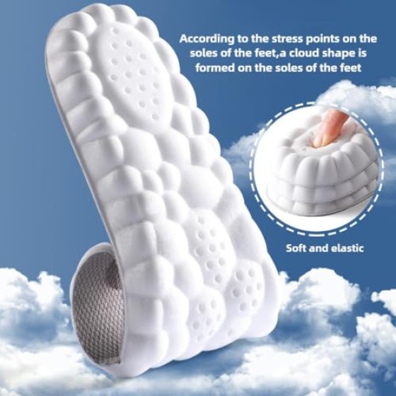 Cloud Insole for Women Men,4D Cloud Massage Shoe Insoles,Anti Fatigue,Shock Absorption,Foot Pain Relief,U-Shaped Memory Foam Insoles