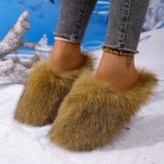 Women's Plush Non-Slip Slippers, Memory Foam Indoor Outdoor Use Winter Home Style Slippers