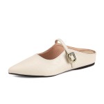 Women’s Pointed Toe Flats Sandals Slides Shoes with Strap Buckle