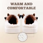 Cow Slippers for Women & Men - with Thickened Sole Plush Soft Non-Slip House Slipper, Winter Warm Fuzzy Platform Shoes with Comfort Memory Foam, Brown
